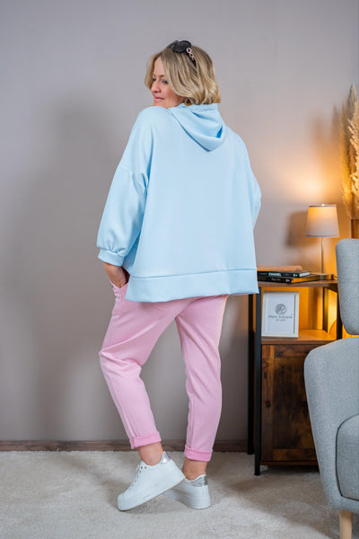 Leichter Hoodie mit Flockprint, himmelblau