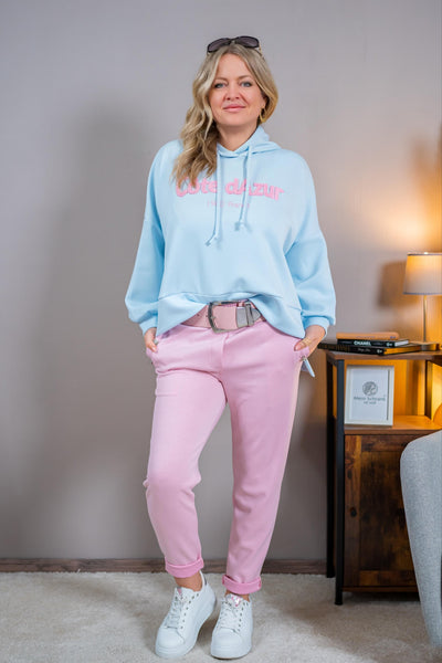 Leichter Hoodie mit Flockprint, himmelblau