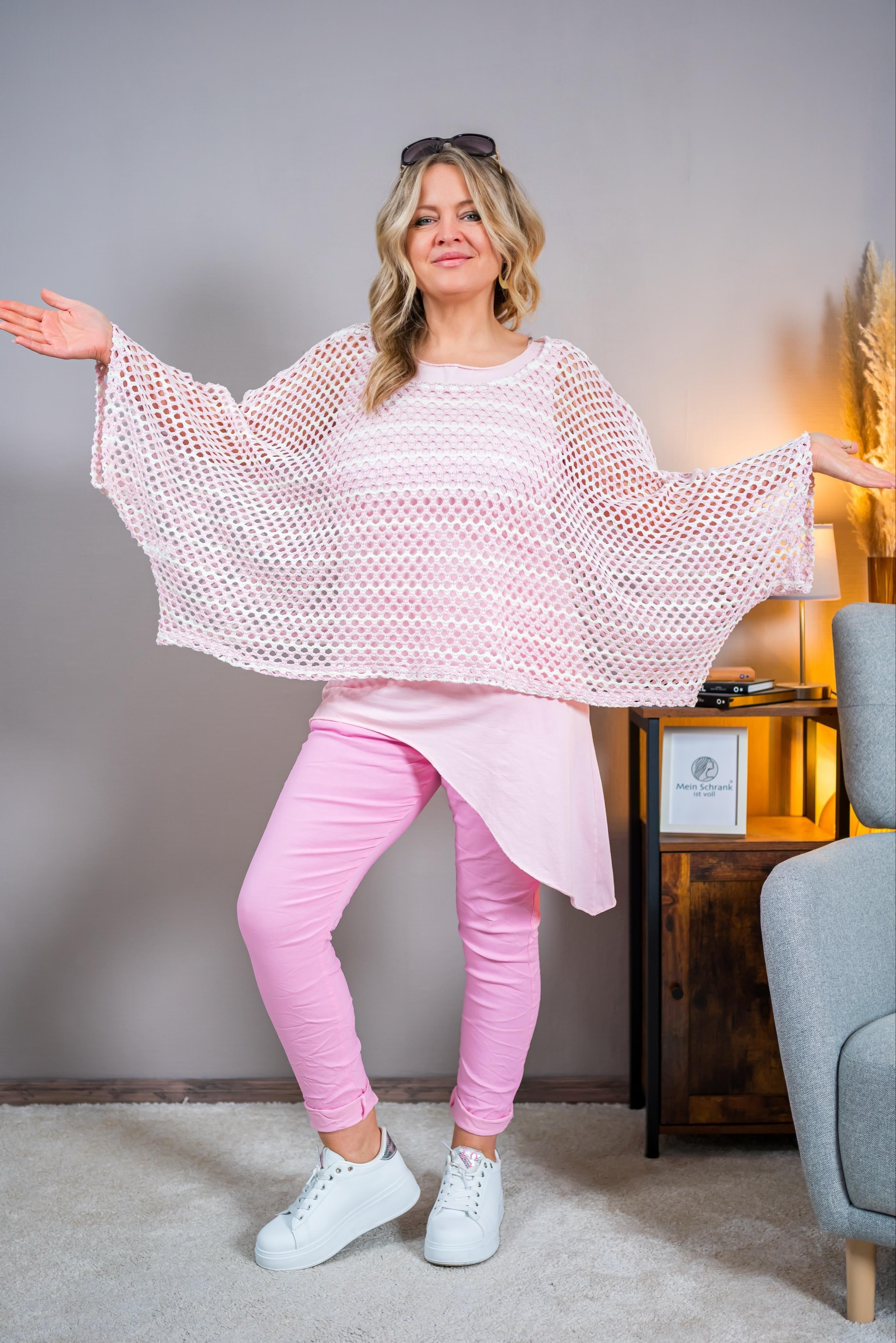 Asymmetrisches Longtop, rosa