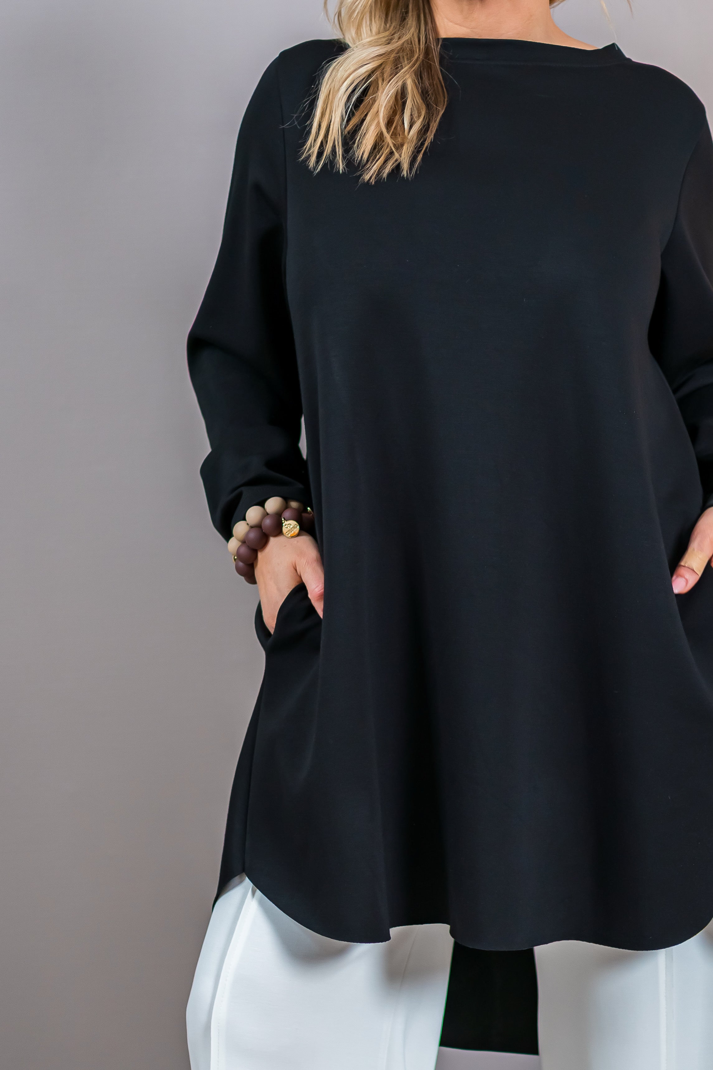 Oversize Shirtkleid, schwarz