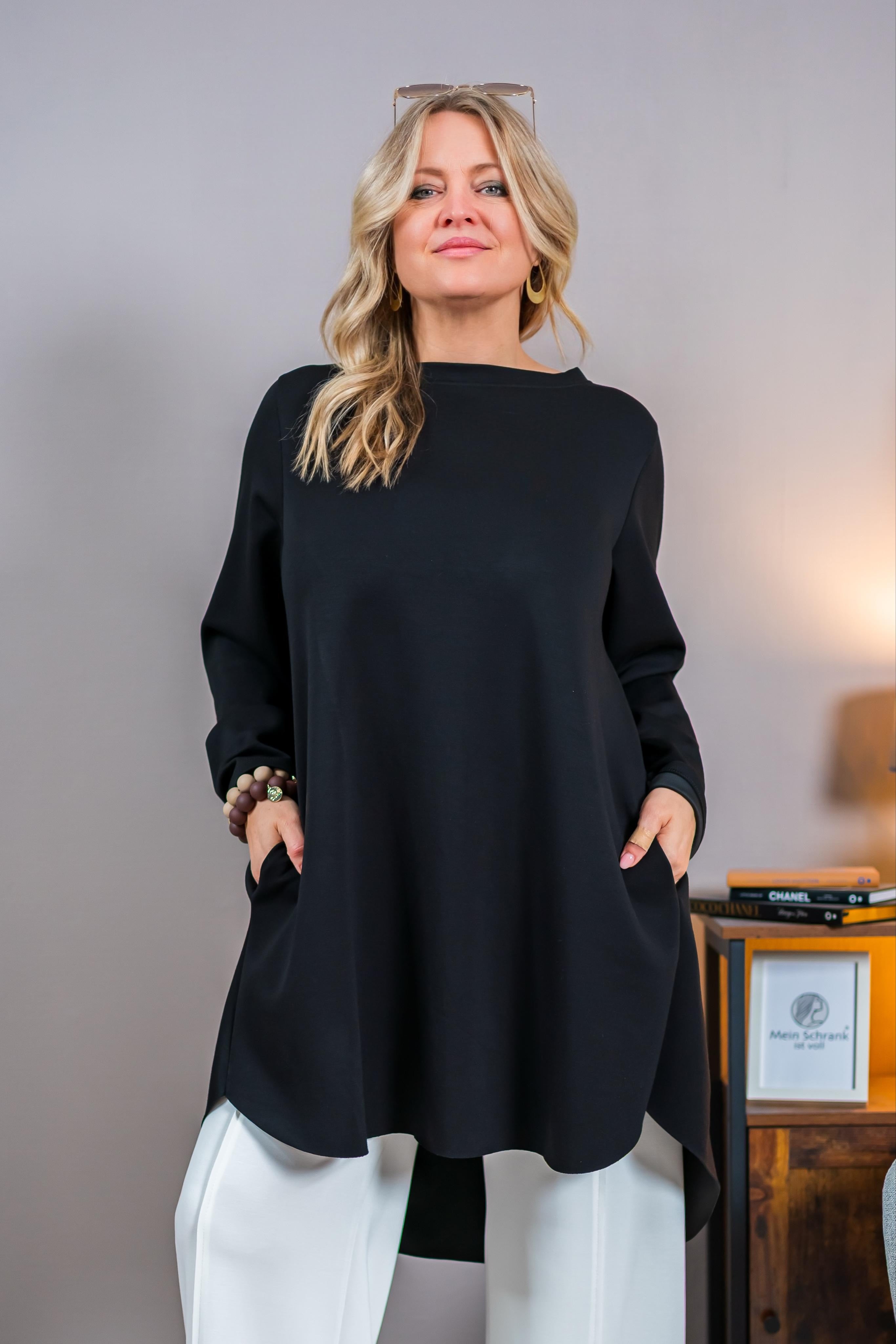 Oversize Shirtkleid, schwarz