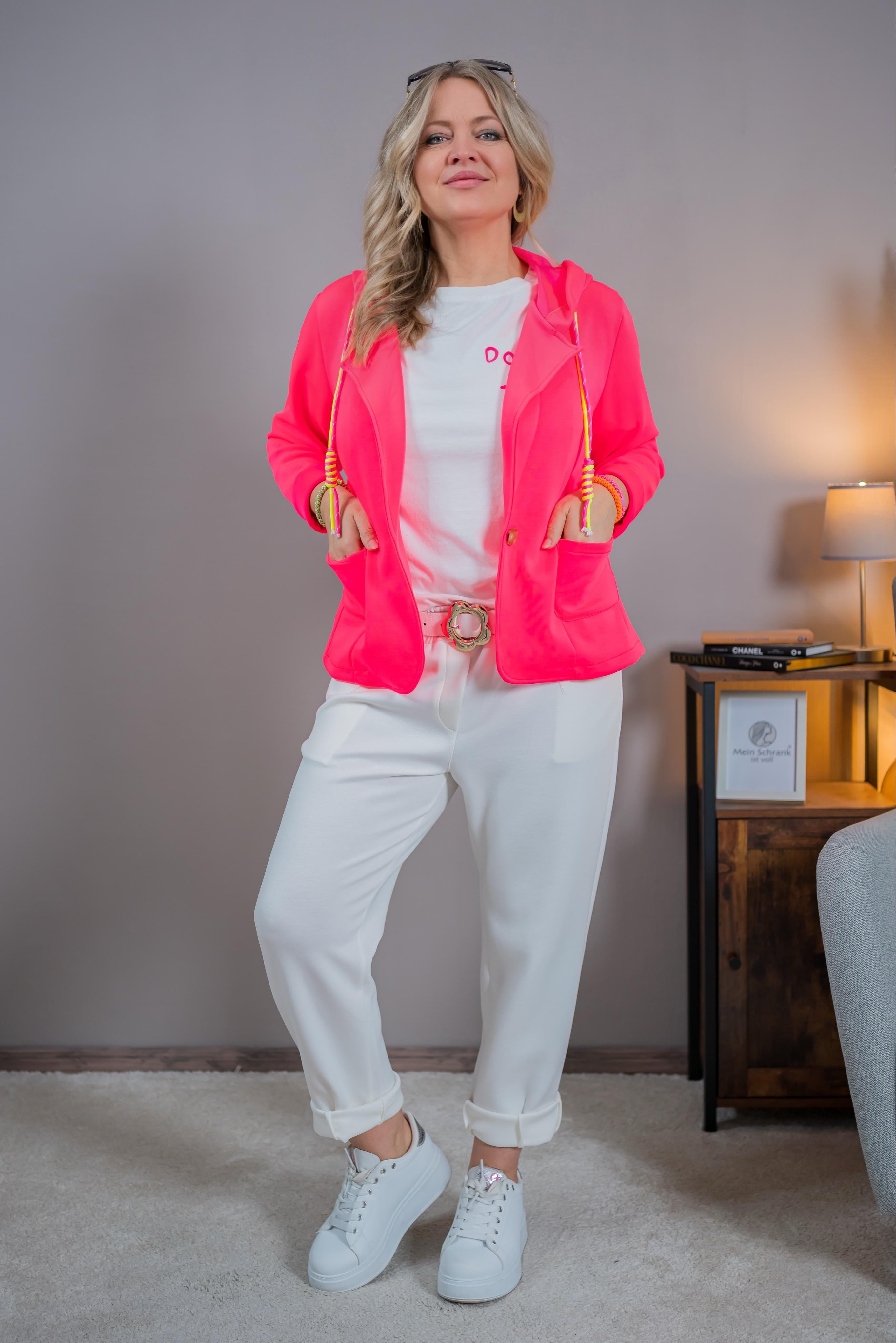Stylischer Blazer mit Kapuze, neonpink