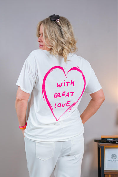 T-Shirt in Weiß/Pink