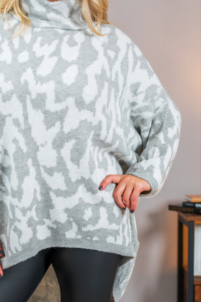 Oversize Strickpullover mit Stehkragen