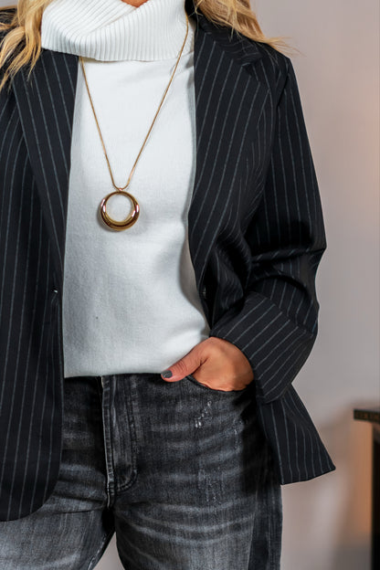 Blazer mit Nadelstreifen, schwarz
