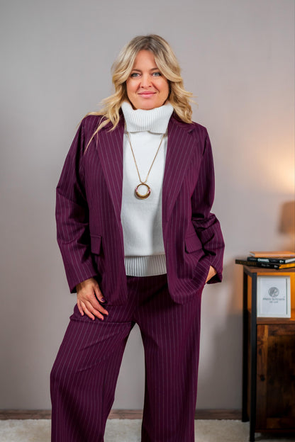 Blazer mit Nadelstreifen, beerenton