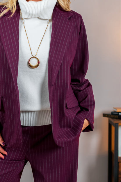 Blazer mit Nadelstreifen, beerenton