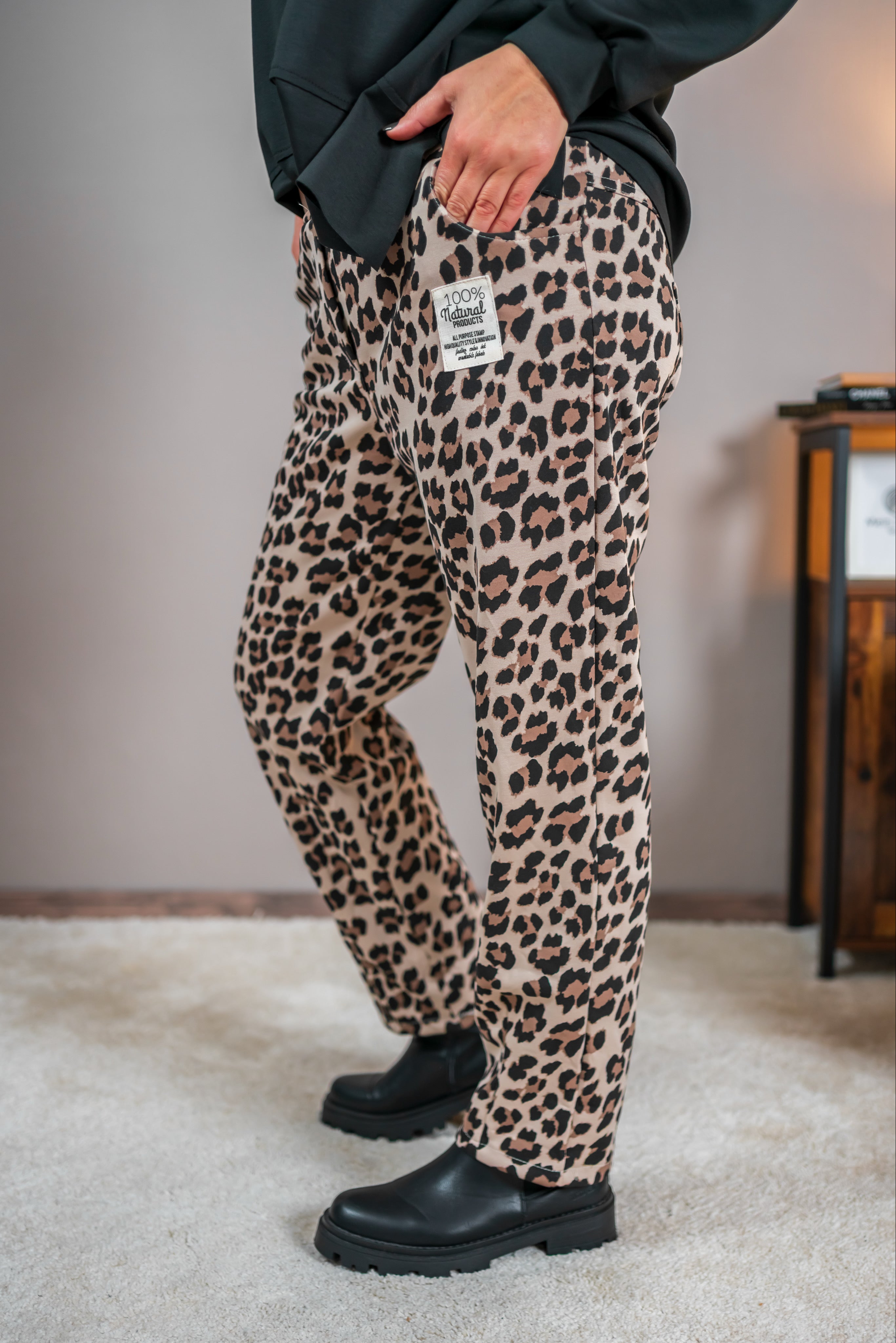Leopardenprint-Hose mit Stretch