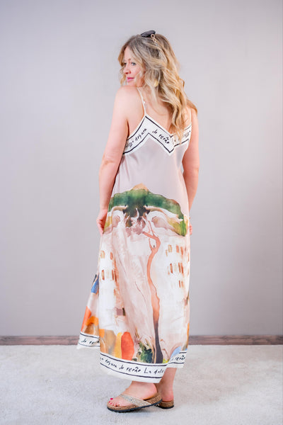 Trägerkleid mit Print, mehrfarbig