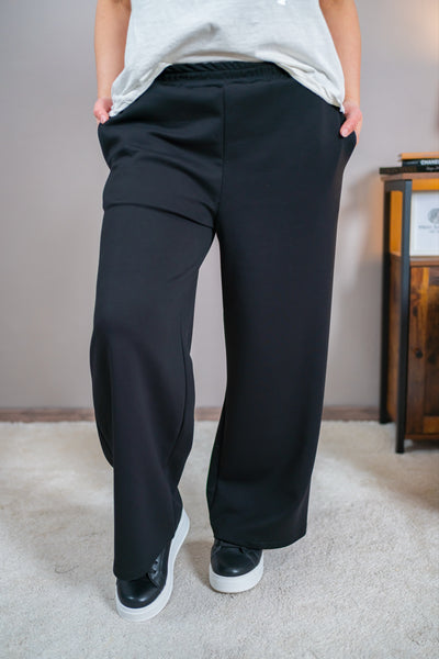 Weiche Hose mit weitem Bein, schwarz