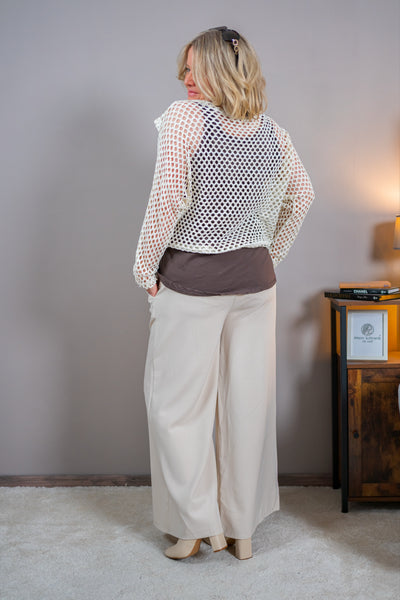 Netzshirt im Poncho-Stil, creme