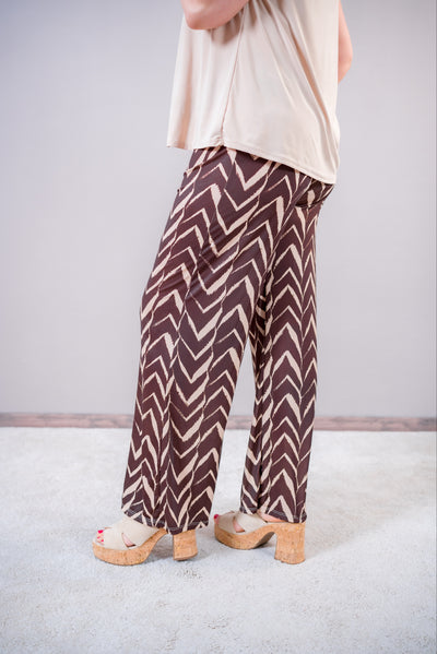 Weiche Hose mit Muster, braun/beige