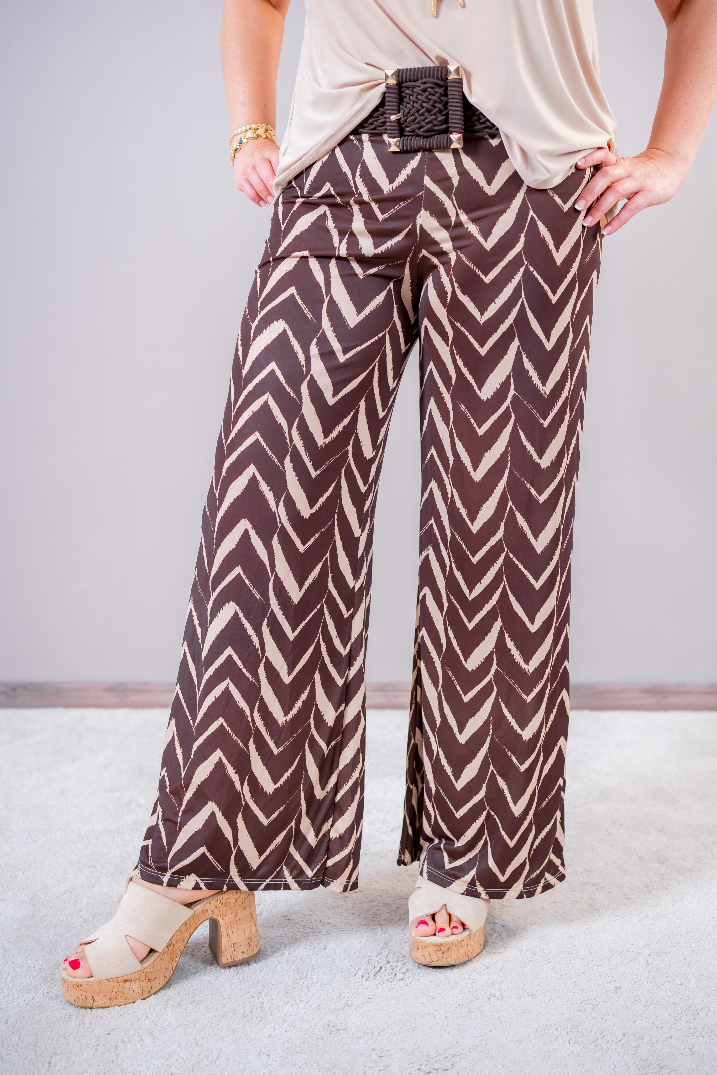 Weiche Hose mit Muster, braun/beige