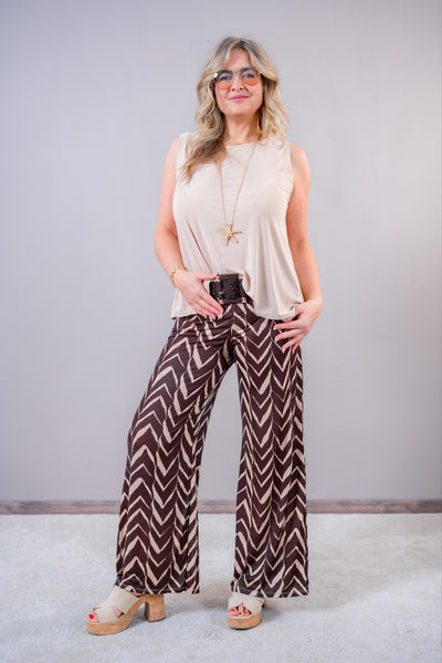 Weiche Hose mit Muster, braun/beige