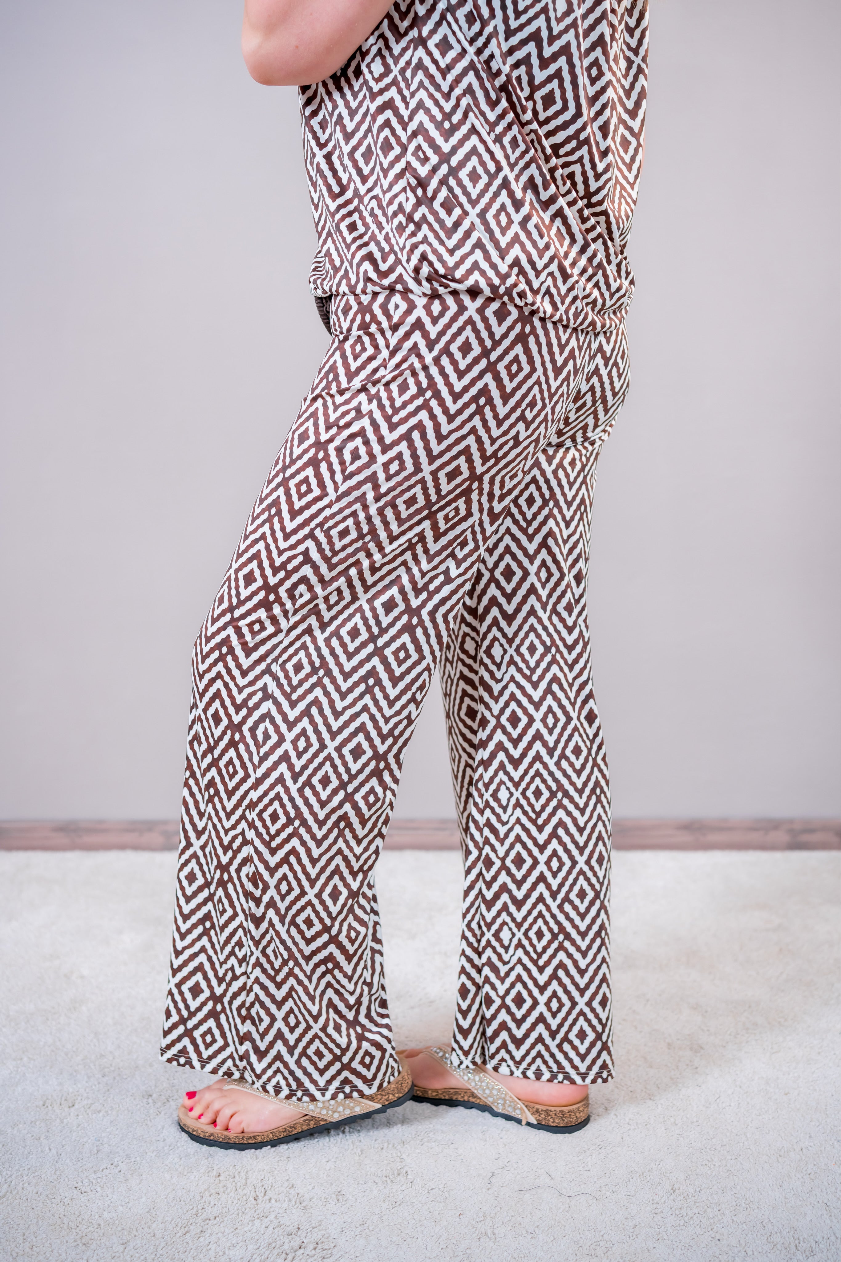 Weiche Hose mit Muster, braun/weiß