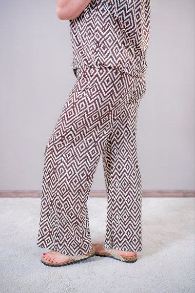 Weiche Hose mit Muster, braun/weiß