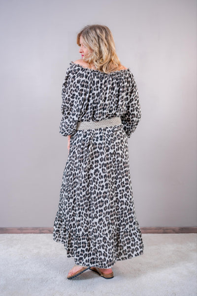 Langes Leo-Kleid, beige