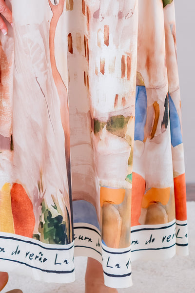 Trägerkleid mit Print, mehrfarbig