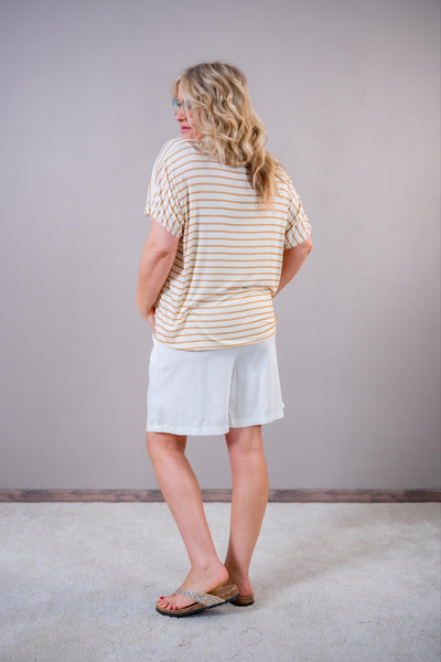 Fließendes Oversize Shirt mit Streifen, beige/creme