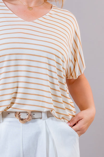 Fließendes Oversize Shirt mit Streifen, beige/creme
