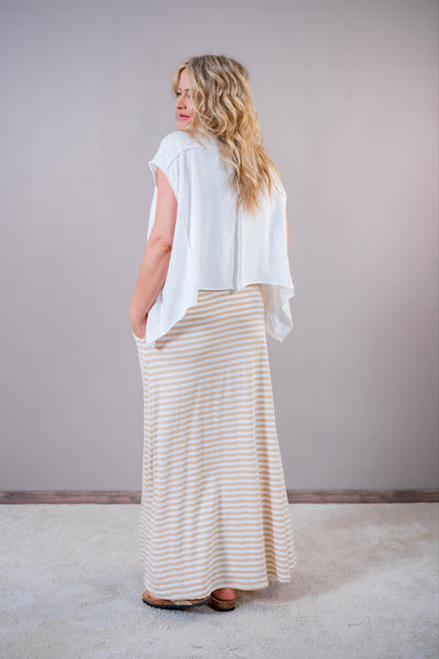 Langer gestreifter Rock, beige/creme