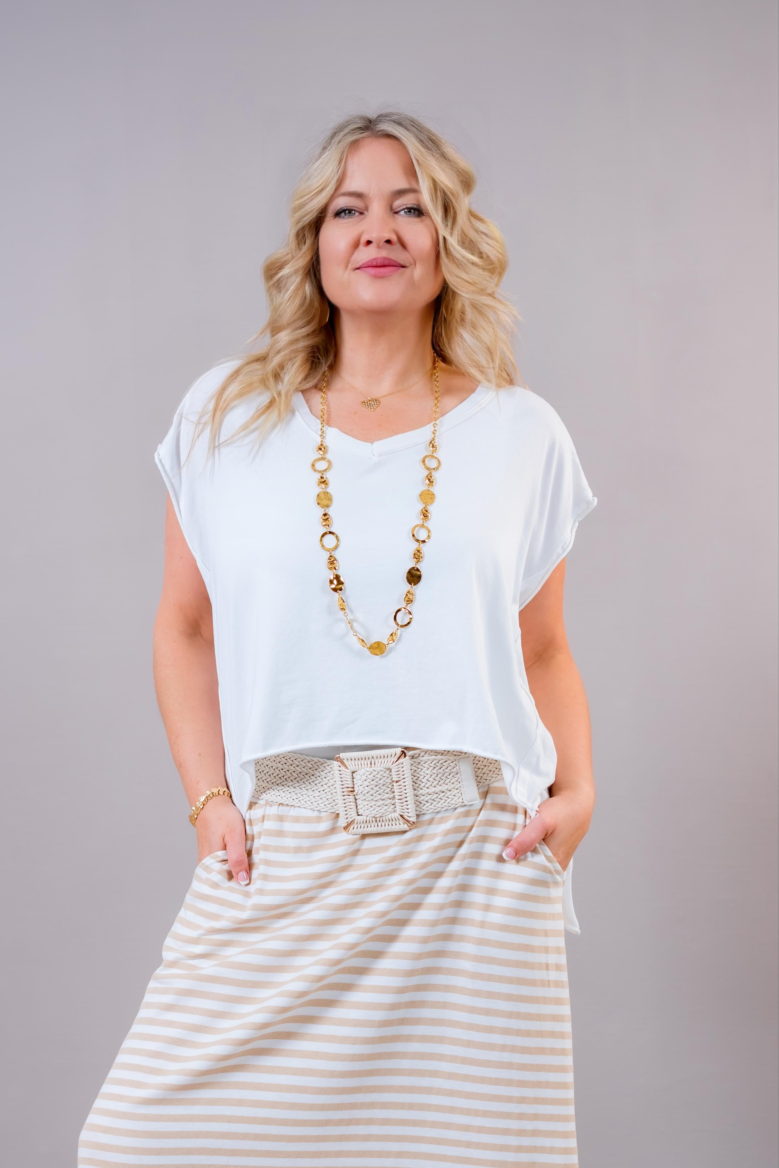Oversize Shirt mit asymmetrischem Saum, weiß