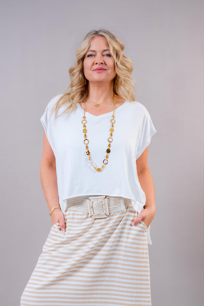 Oversize Shirt mit asymmetrischem Saum, weiß