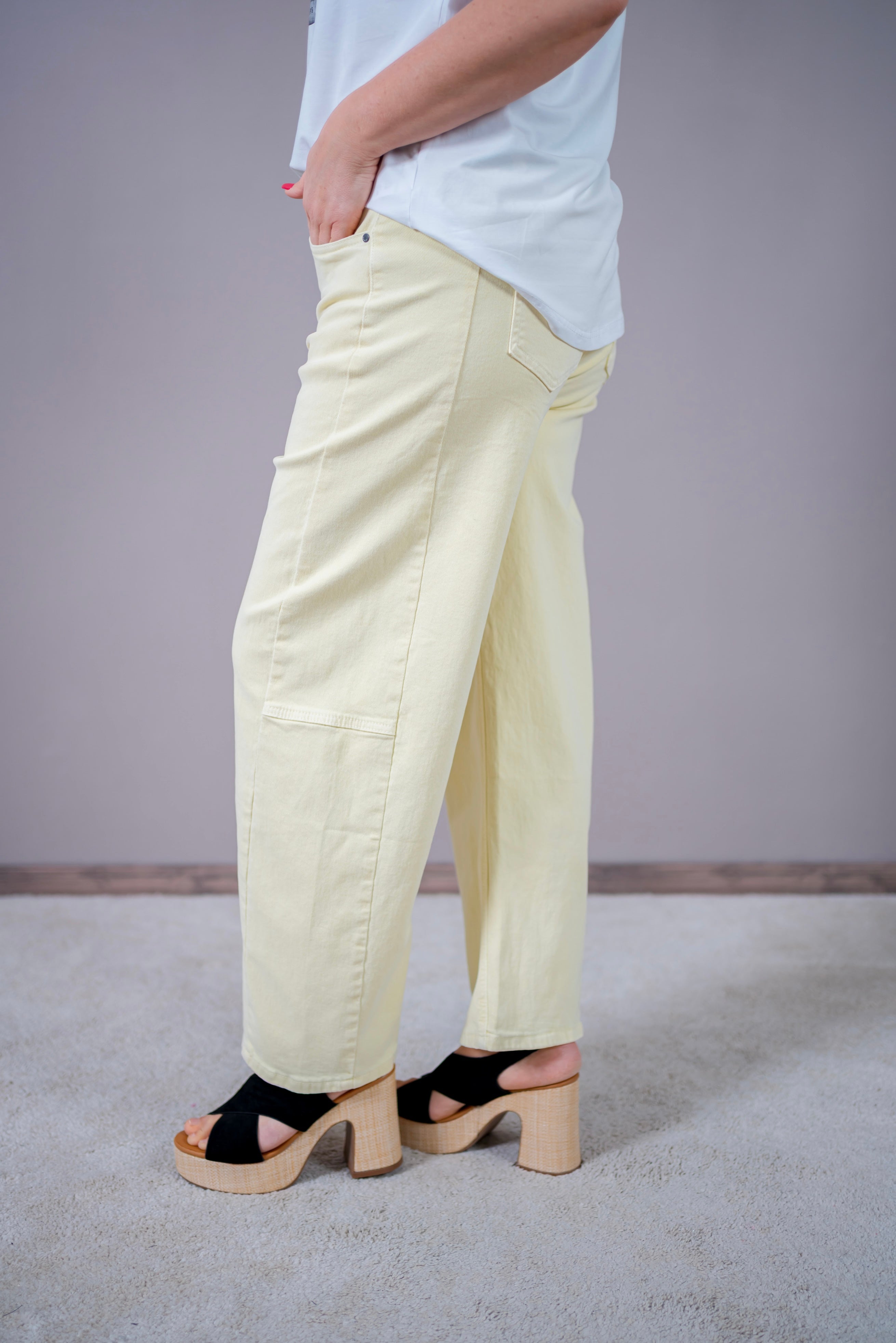 High Waist Wide Leg Hose in Vanille