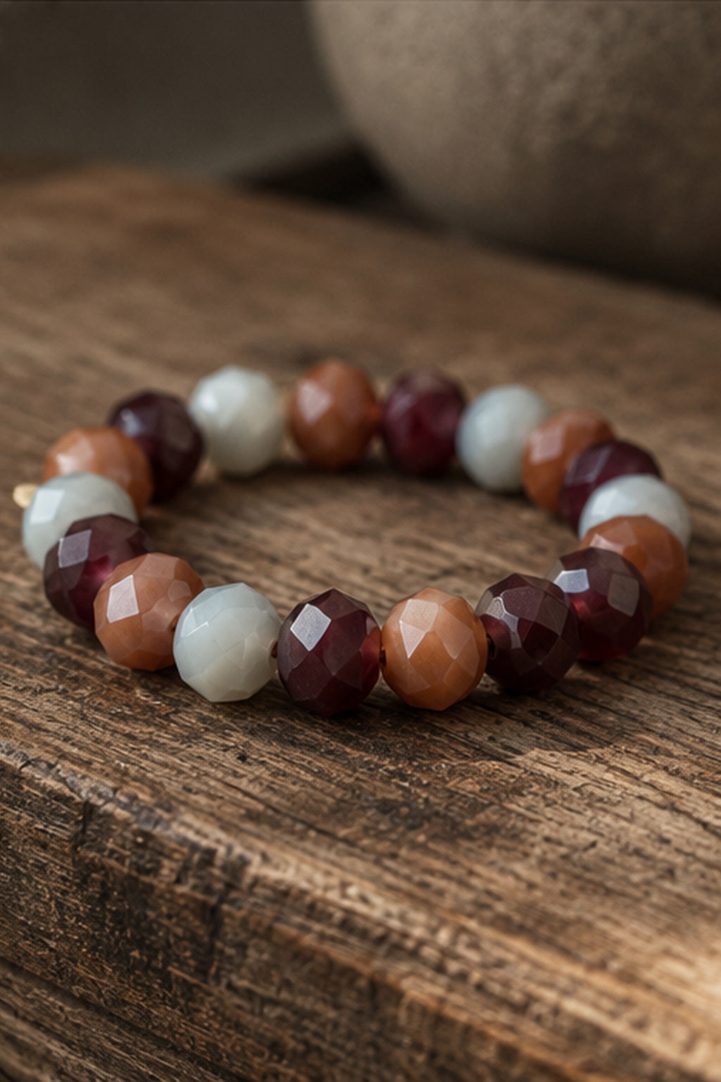 Kristall-Armband, bordeaux/braun/hellblau