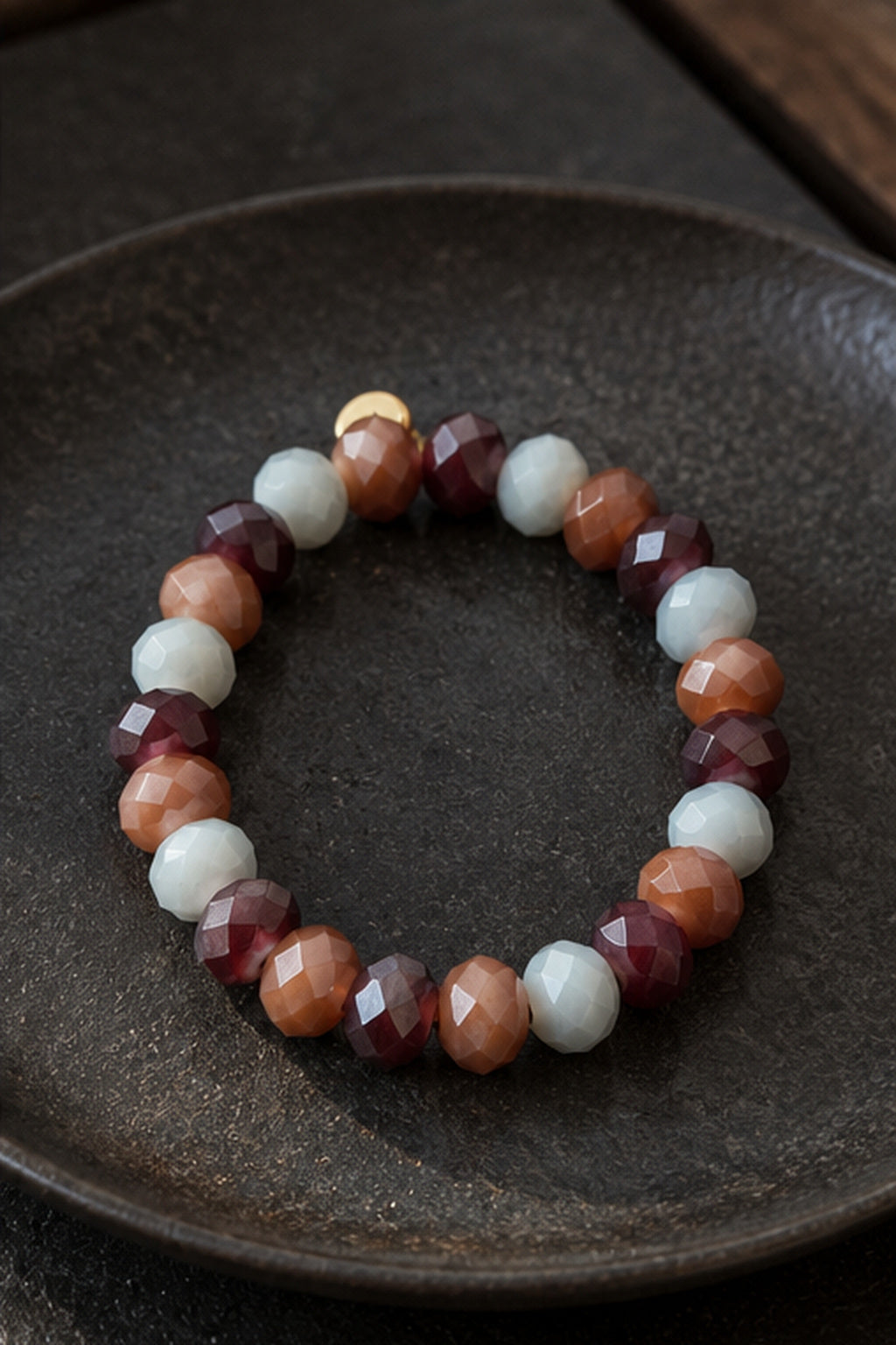 Kristall-Armband, bordeaux/braun/hellblau