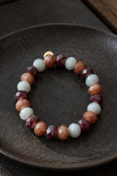 Kristall-Armband, bordeaux/braun/hellblau