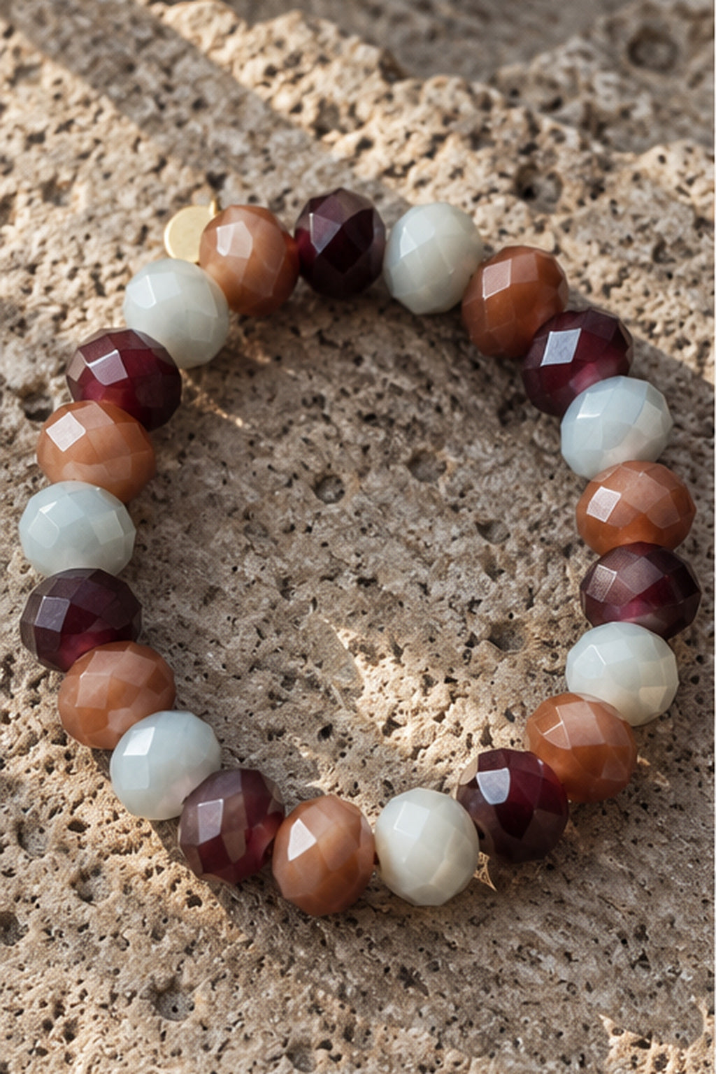 Kristall-Armband, bordeaux/braun/hellblau