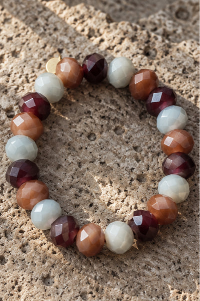 Kristall-Armband, bordeaux/braun/hellblau