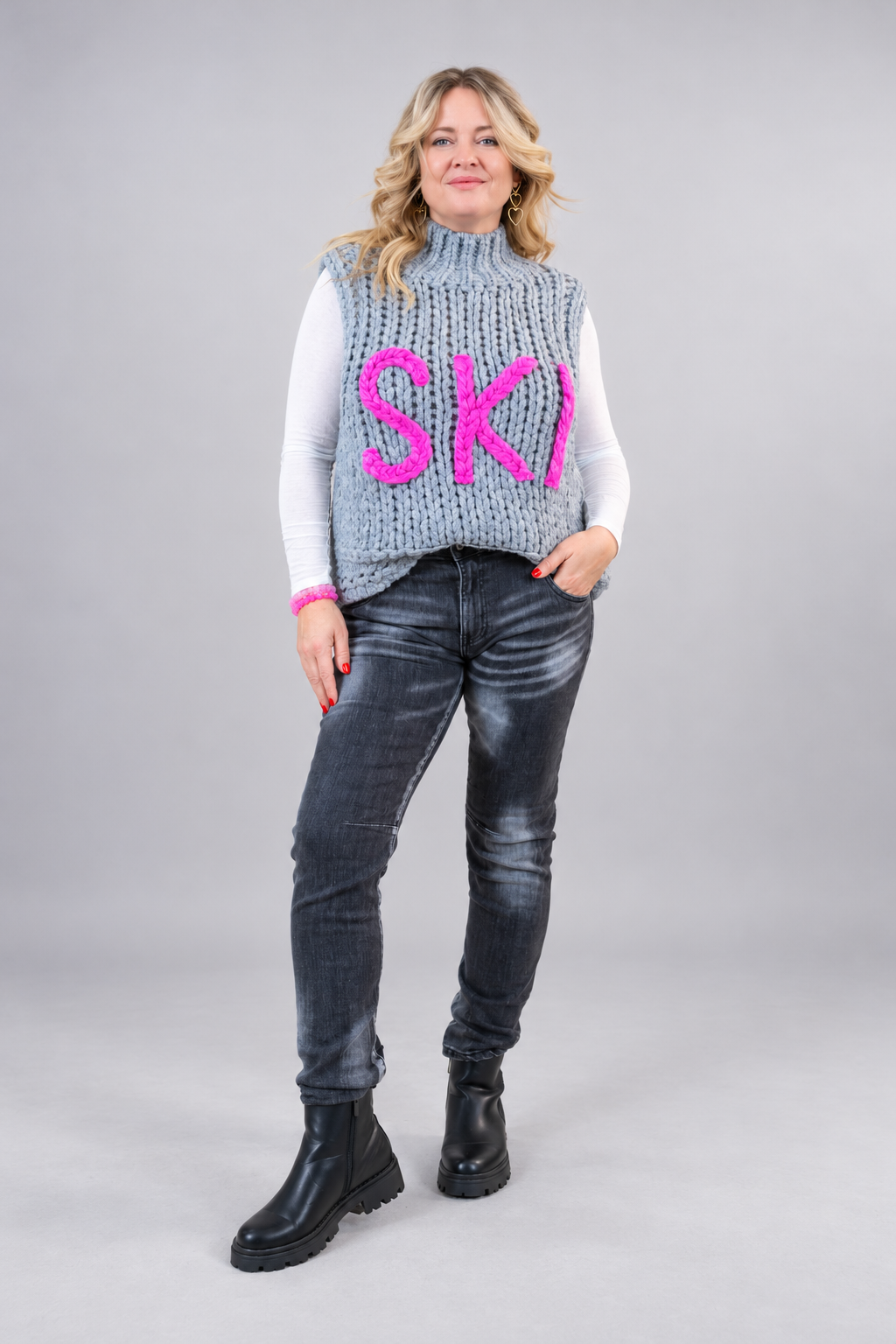 Pullunder "SKI", grau/pink
