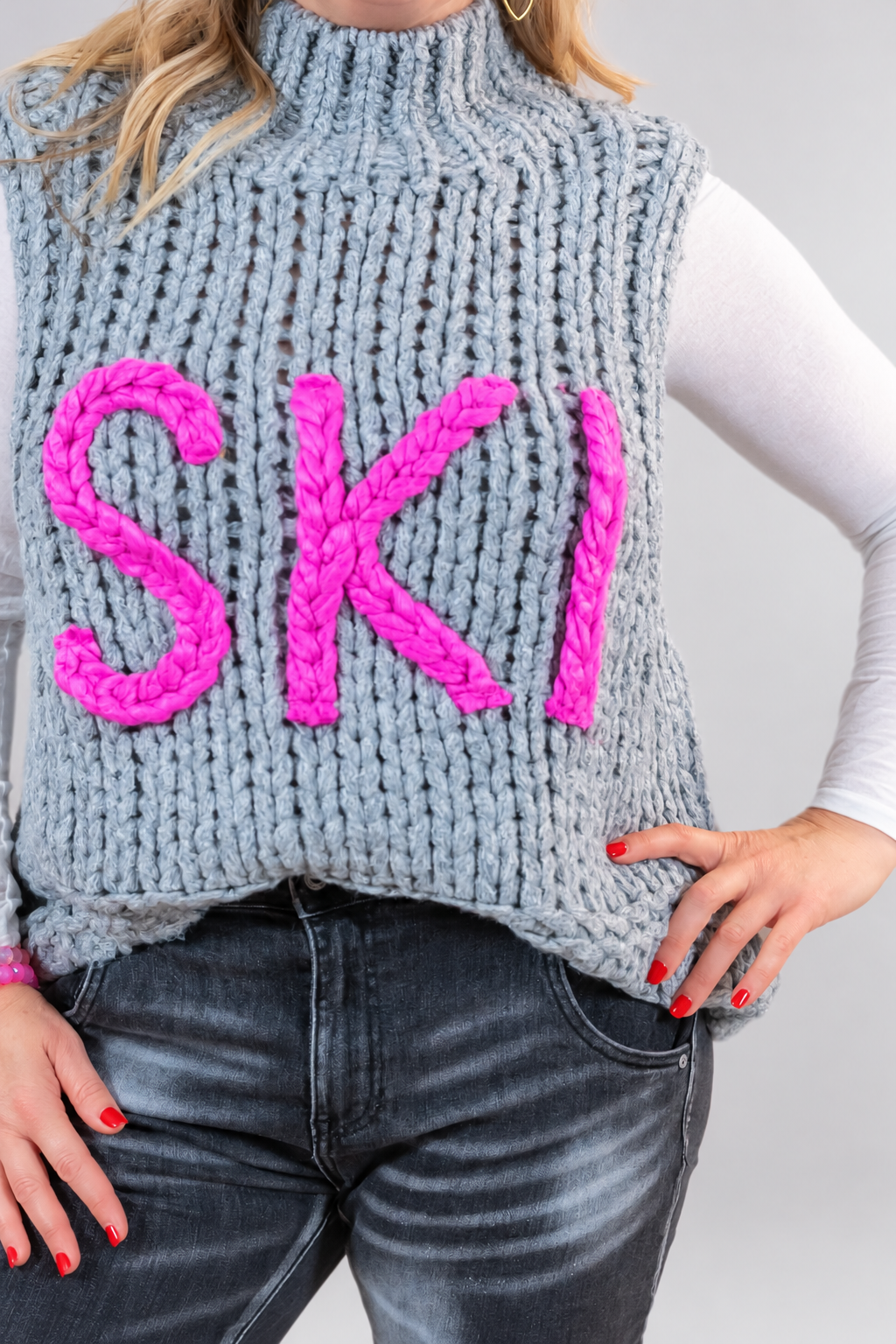 Pullunder "SKI", grau/pink