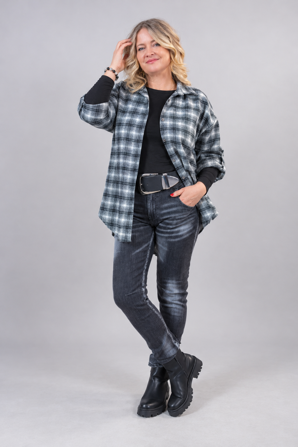 Slim Fit Jeans im Washed-Look, black