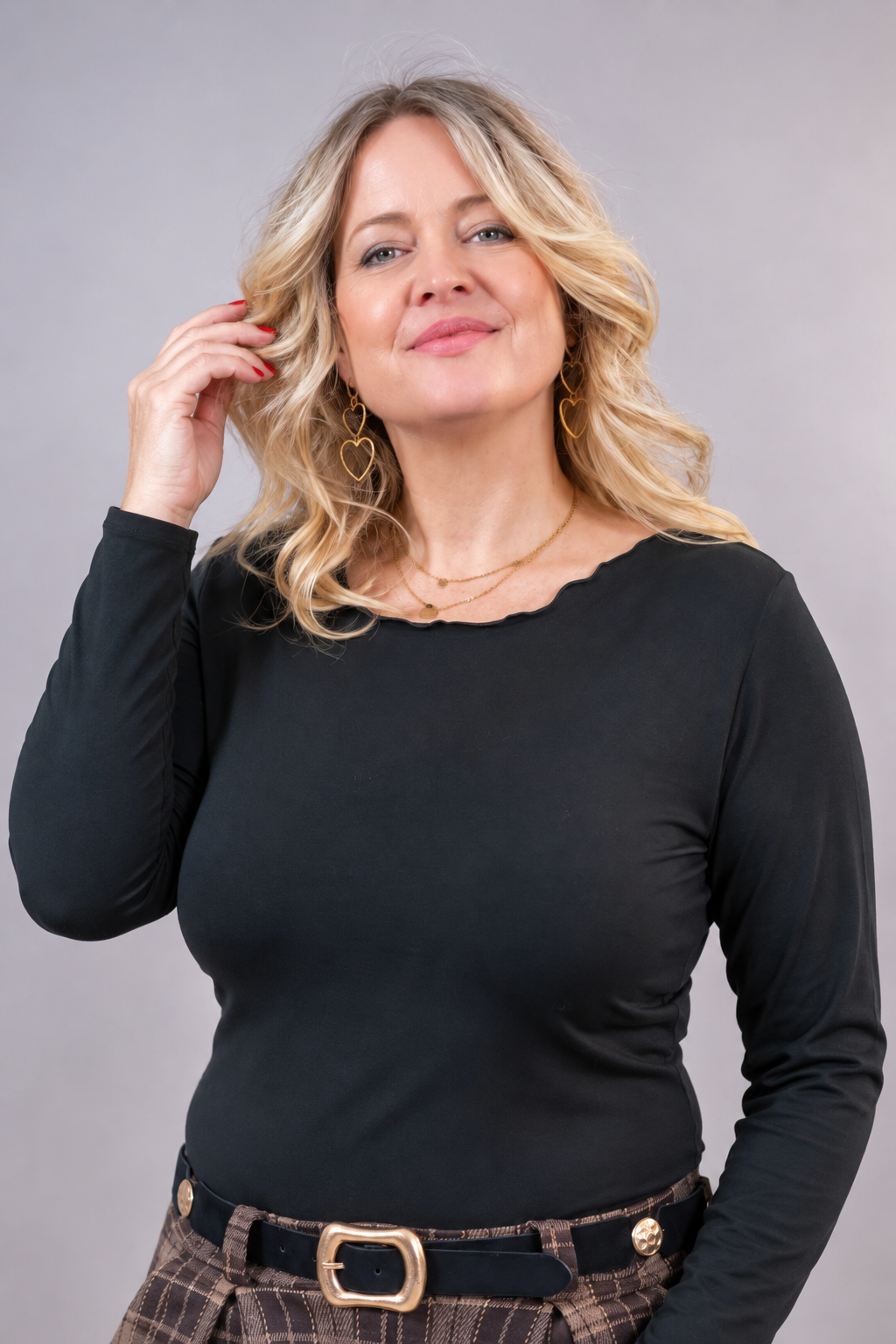 Langarmshirt, schwarz