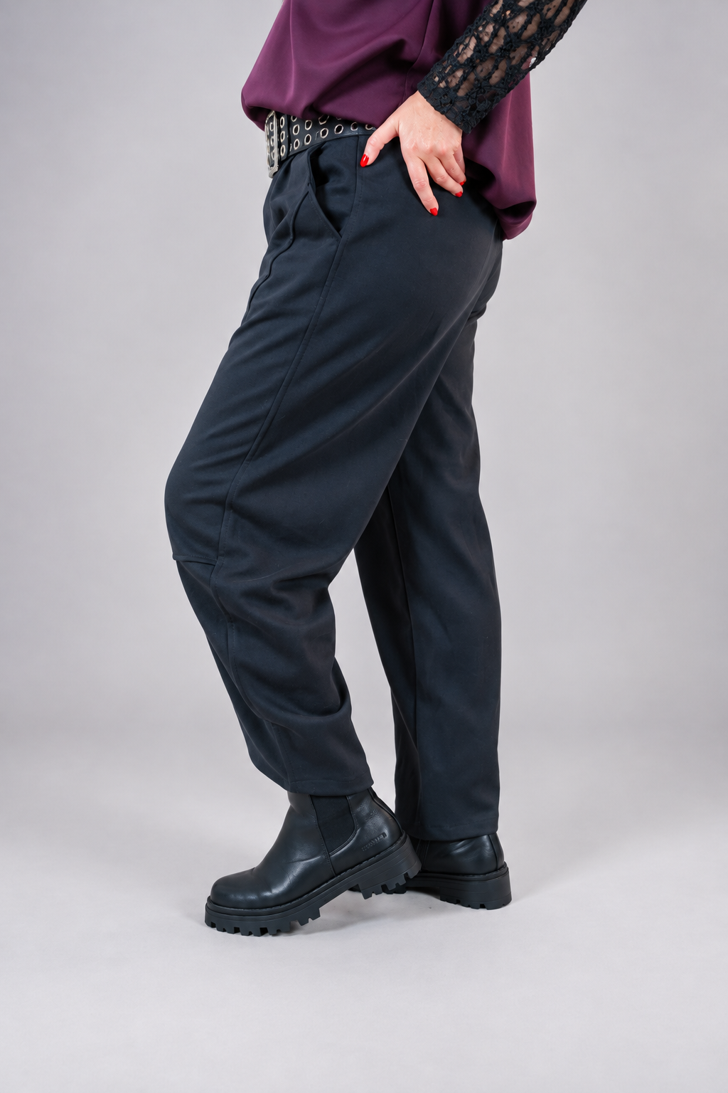 Wide Leg Jogger, schwarz