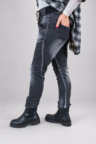 Slim Fit Jeans im Washed-Look, black