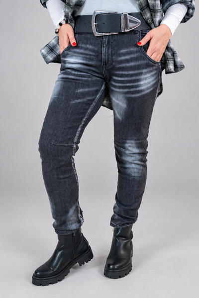 Slim Fit Jeans im Washed-Look, black