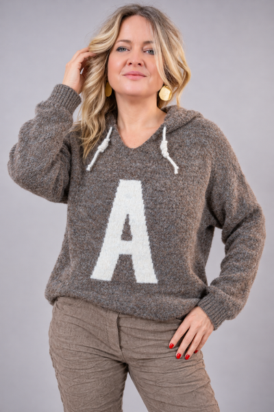 Leichter Strick Hoodie, braun
