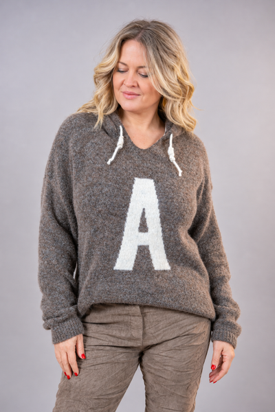 Leichter Strick Hoodie, braun
