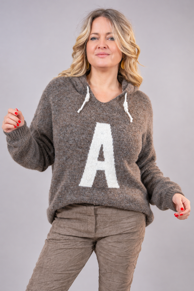 Leichter Strick Hoodie, braun
