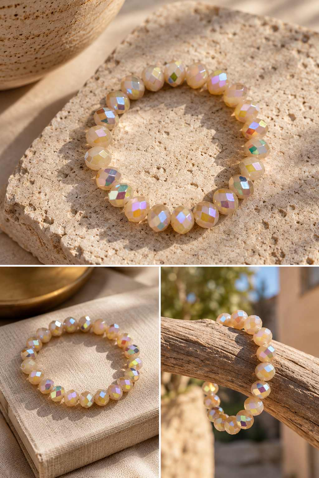 Kristall-Armband, creme/champagner