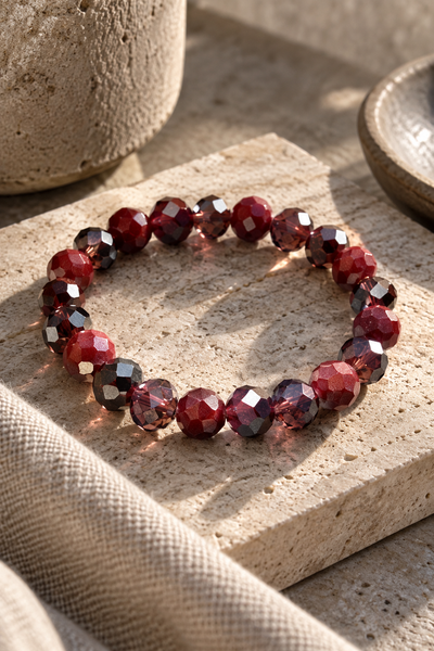 Kristall-Armband, bordeaux/rot/anthrazit