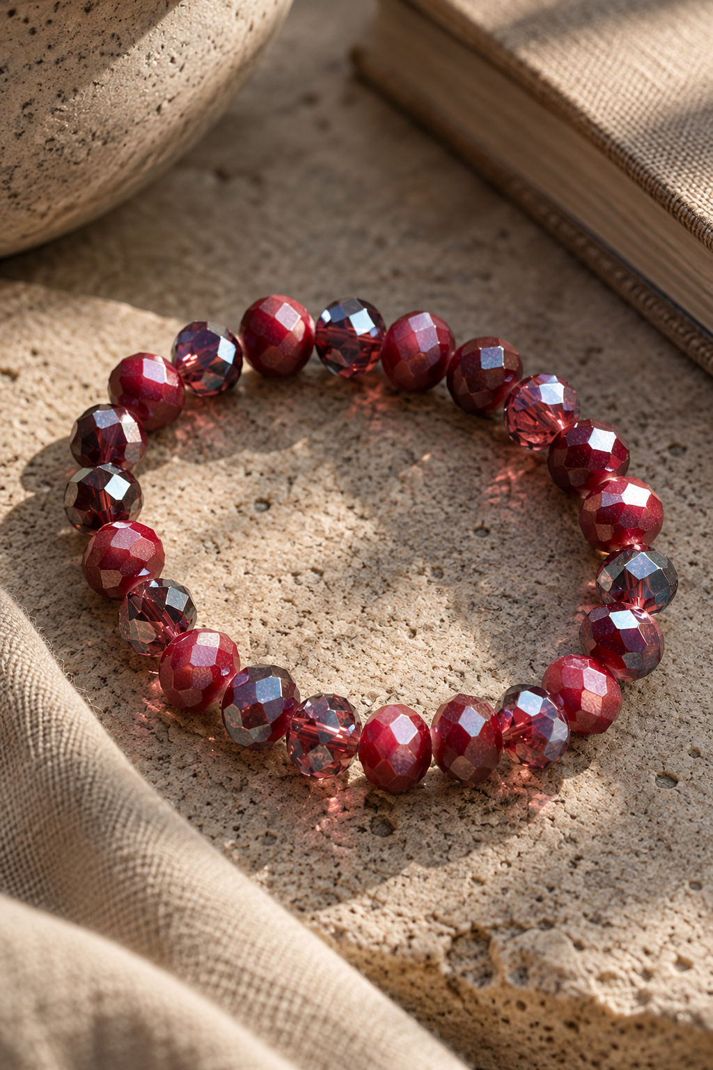 Kristall-Armband, bordeaux/rot/anthrazit