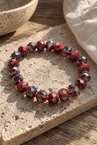 Kristall-Armband, bordeaux/rot/anthrazit