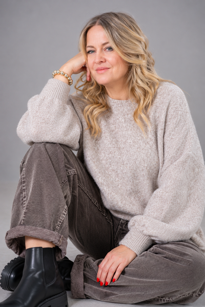 Kuscheliger Strickpullover, taupe