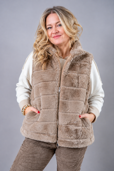 Kuschelige Fake Fur Weste, beige