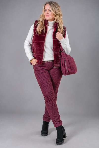 Kuschelige Fake Fur Weste, burgundy